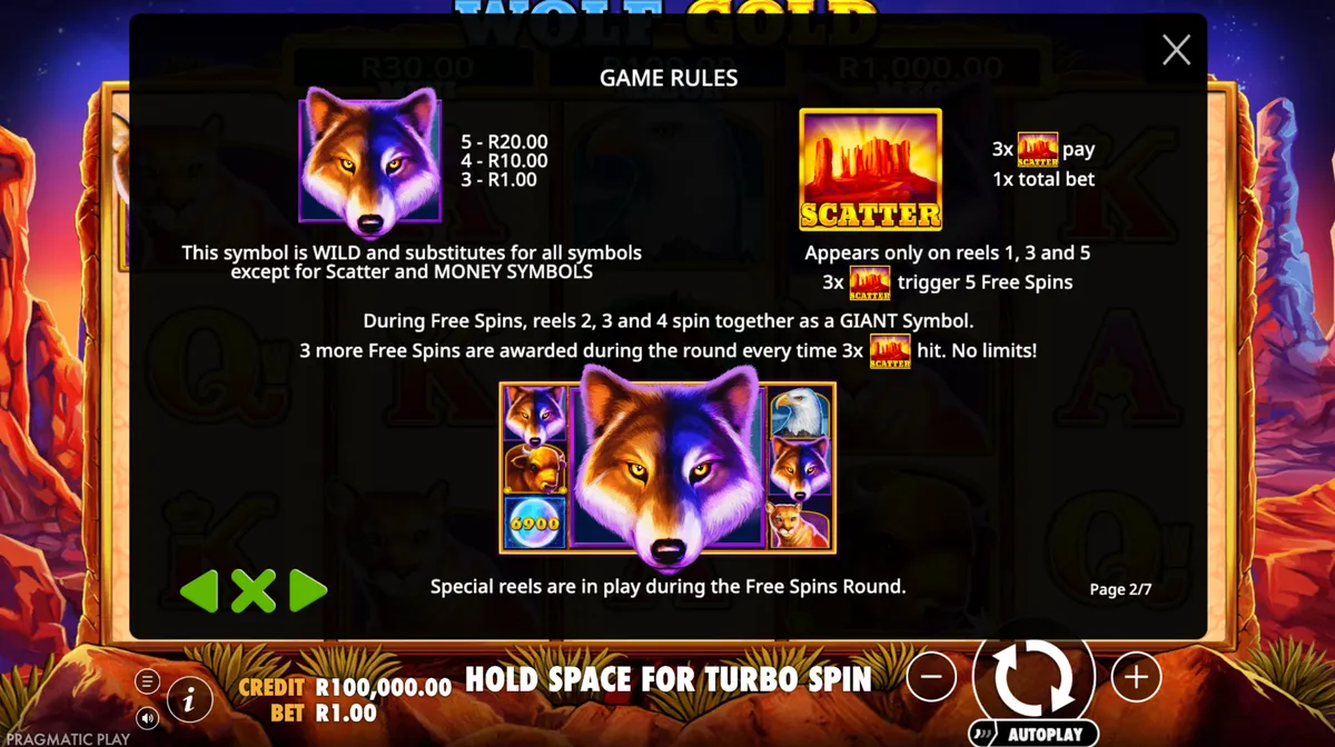 Wolf Gold free spins feature